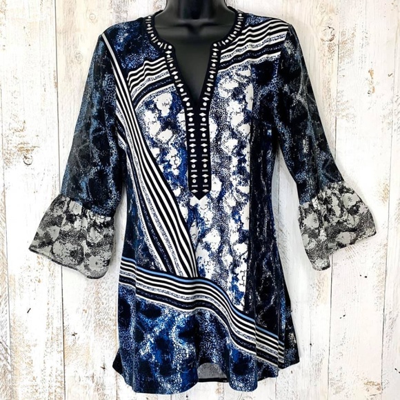 Valerie Stevens Boho Small Rhinestone Embel Tunic - Picture 1 of 7